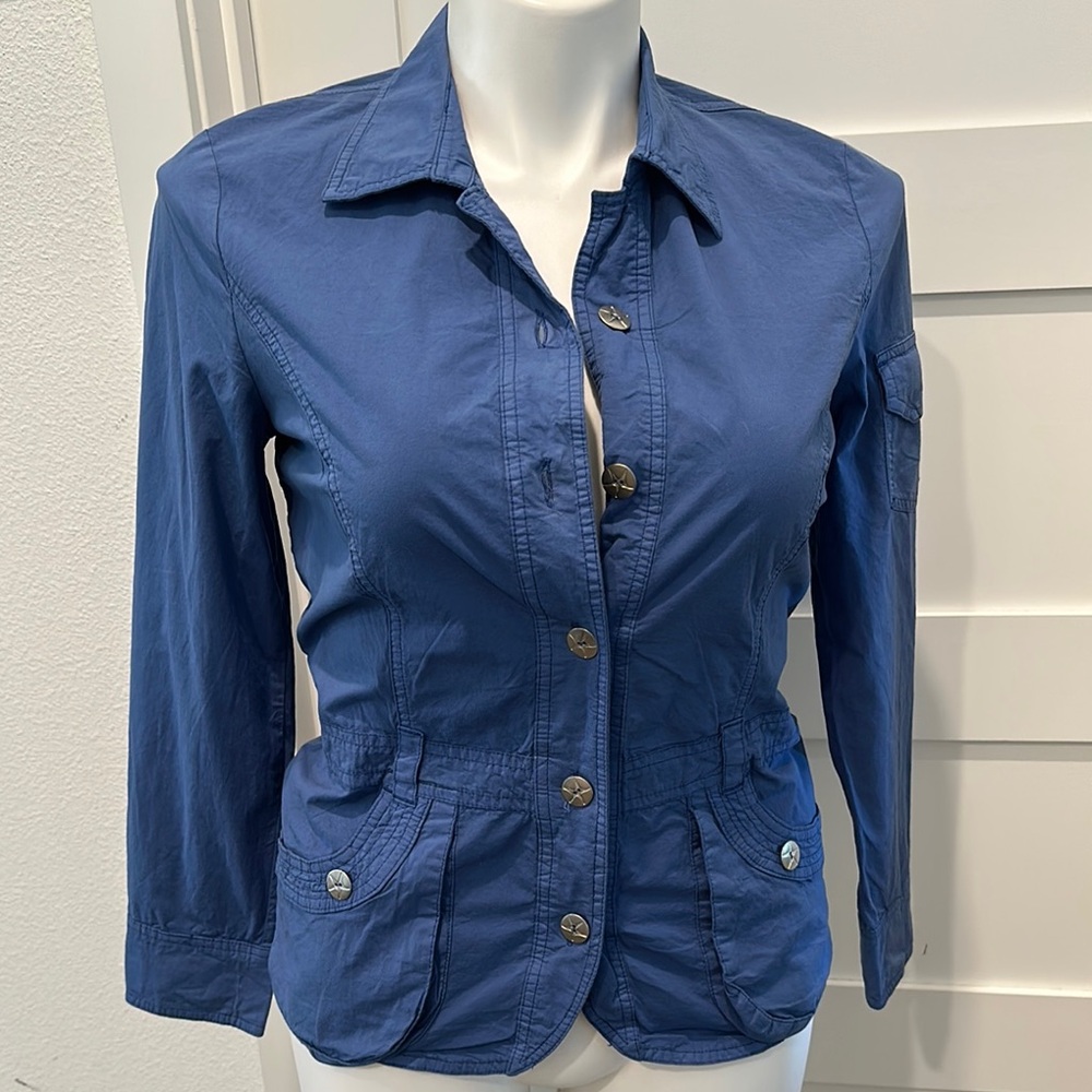 NWT Blue Utility Jacket Cotton Blend